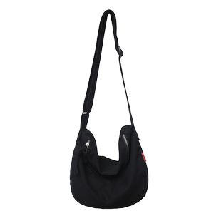 帆布斜挎包男士大容量单肩包女学生上课装书背包百搭邮差包饺子包