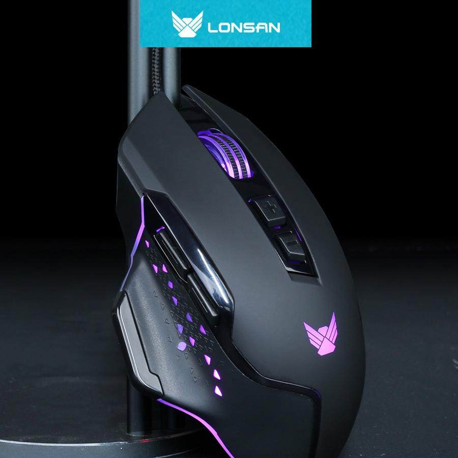 朗森LM-S7有线专业电竞游戏鼠标舒适黑色台式电脑笔记本吃鸡lol