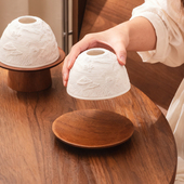 中古风烛台高颜值创意木质底座高级感香薰蜡烛台桌面氛围装 饰摆件