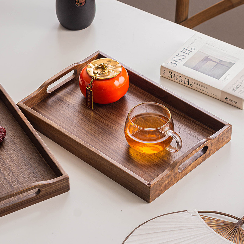 中式复古胡桃木托盘家用长方形实木托盘咖啡水杯茶盘杯盘收纳盘子,餐饮具,餐用托盘,淘宝优惠券,粉丝福利购,淘宝优惠卷
