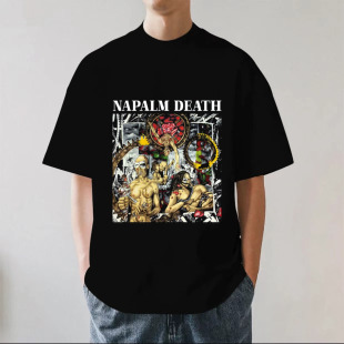 美式chicano西海岸高街Napalm Death摇滚限定T恤重磅短袖纯棉男士