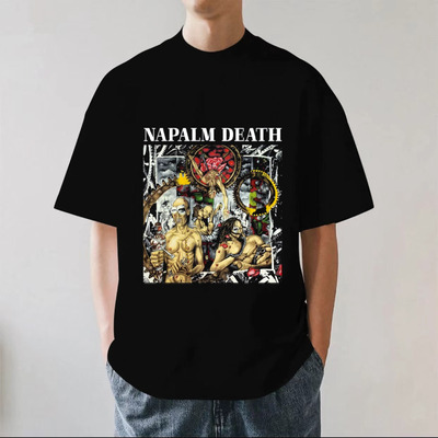 美式chicano西海岸高街Napalm Death摇滚限定T恤重磅短袖纯棉男士