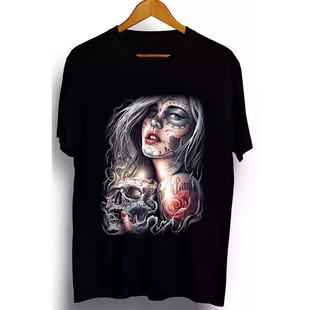 ROCKEAGLE灰狼家族黑绿渐变色短袖印花宽松落肩T恤纯棉男女款休闲