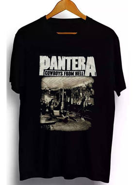 Pantera潘多拉乐队金属T恤欧美摇滚纯棉短袖男士夏季宽松黑色圆领