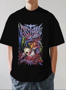 荷兰新派缓拍死核Distant乐队金属摇滚重磅280g纯棉男短袖T恤宽松