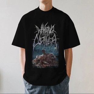 WAKING THE CADAVER 美国残死乐队金属重磅280g纯棉男短袖T恤宽松