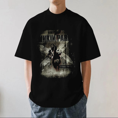 Lincoln Park林肯公园流行摇滚乐队美式重磅280g纯棉短袖T恤宽松