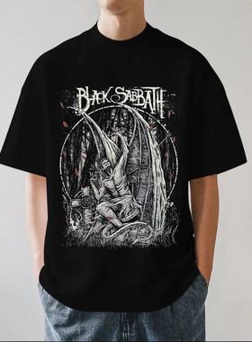 金属摇滚乐队Black Sabbath黑色安息日重磅280g纯棉男短袖T恤宽松