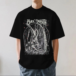 金属摇滚乐队Black Sabbath黑色安息日重磅280g纯棉男短袖T恤宽松