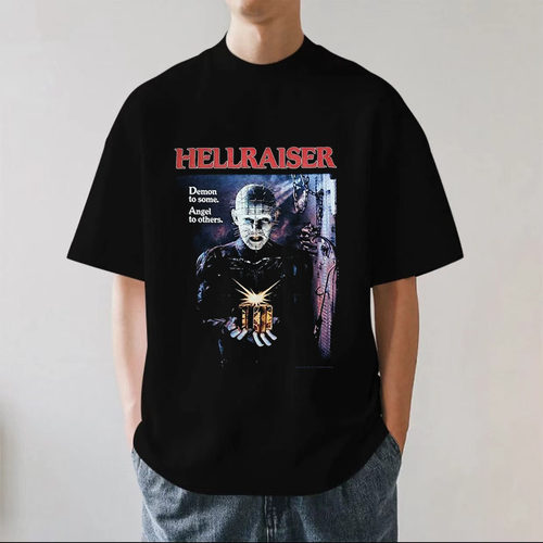 Hellraiser猛鬼追魂针头恐怖地狱人美式重磅280g纯棉短袖T恤宽松
