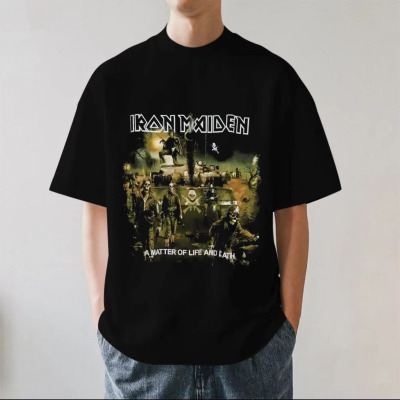 Iron Maiden铁娘子乐队美式摇滚金属朋克重磅280g纯棉短袖T恤宽松