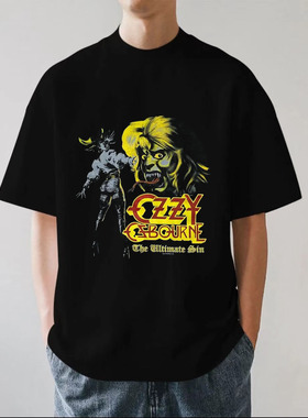 Ozzy Osbourne奥兹奥斯朋美式复古vibe重磅280g纯棉男短袖T恤宽松