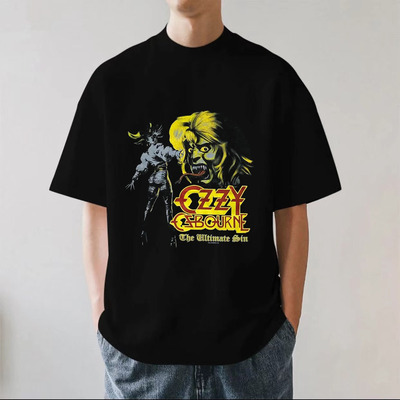 Ozzy Osbourne奥兹奥斯朋美式复古vibe重磅280g纯棉男短袖T恤宽松