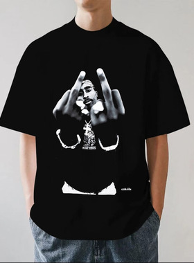 正版Tupac 2PAC图派克vintage说唱嘻哈摇滚乐队短袖T恤纯棉男女款