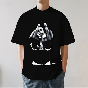 正版Tupac 2PAC图派克vintage说唱嘻哈摇滚乐队短袖T恤纯棉男女款