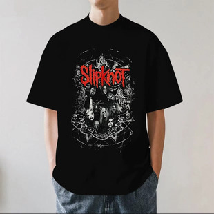 Slipknot活结乐队金属摇滚美式纯棉短袖T恤男士夏季宽松街头休闲