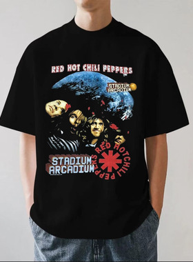 Red Hot Chili Peppers红辣椒乐队美式摇滚280g纯棉男短袖T恤宽松