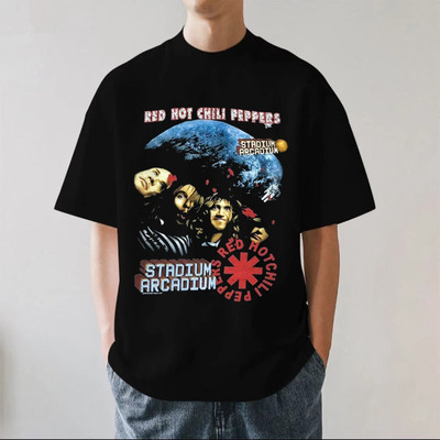 Red Hot Chili Peppers红辣椒乐队美式摇滚280g纯棉男短袖T恤宽松