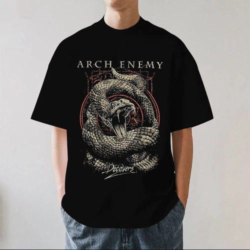 Arch Enemy大敌乐队旋律死亡金属摇滚重磅280g纯棉男短袖T恤宽松