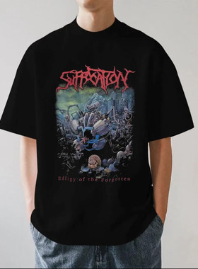 SUFFOCATION美国窒息乐队周边金属摇滚重磅280g纯棉男短袖T恤宽松