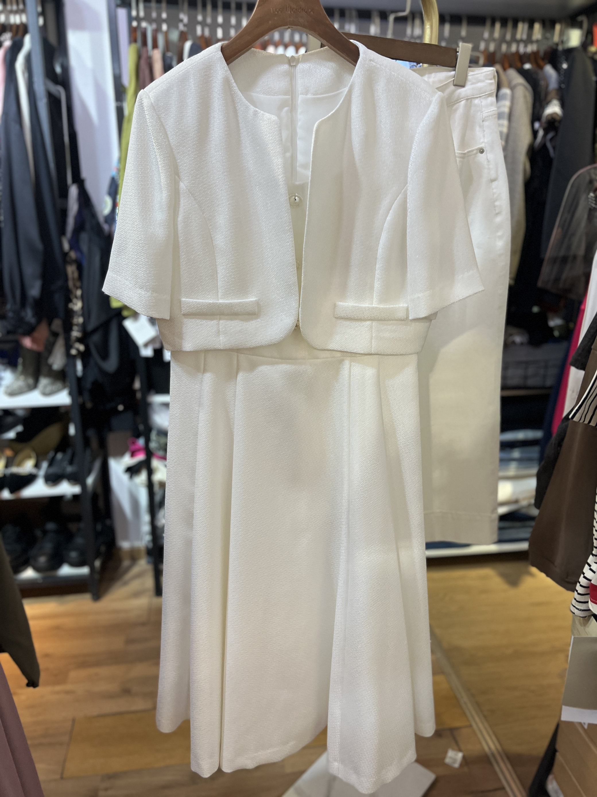 轻奢 名媛气质款单排扣五分袖假两件连衣裙小西装连衣裙小香风