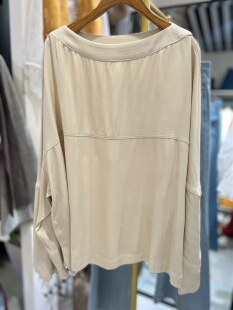 欧货潮牌原创设计宽松百搭醋酸圆领长袖 纯色T恤女上衣