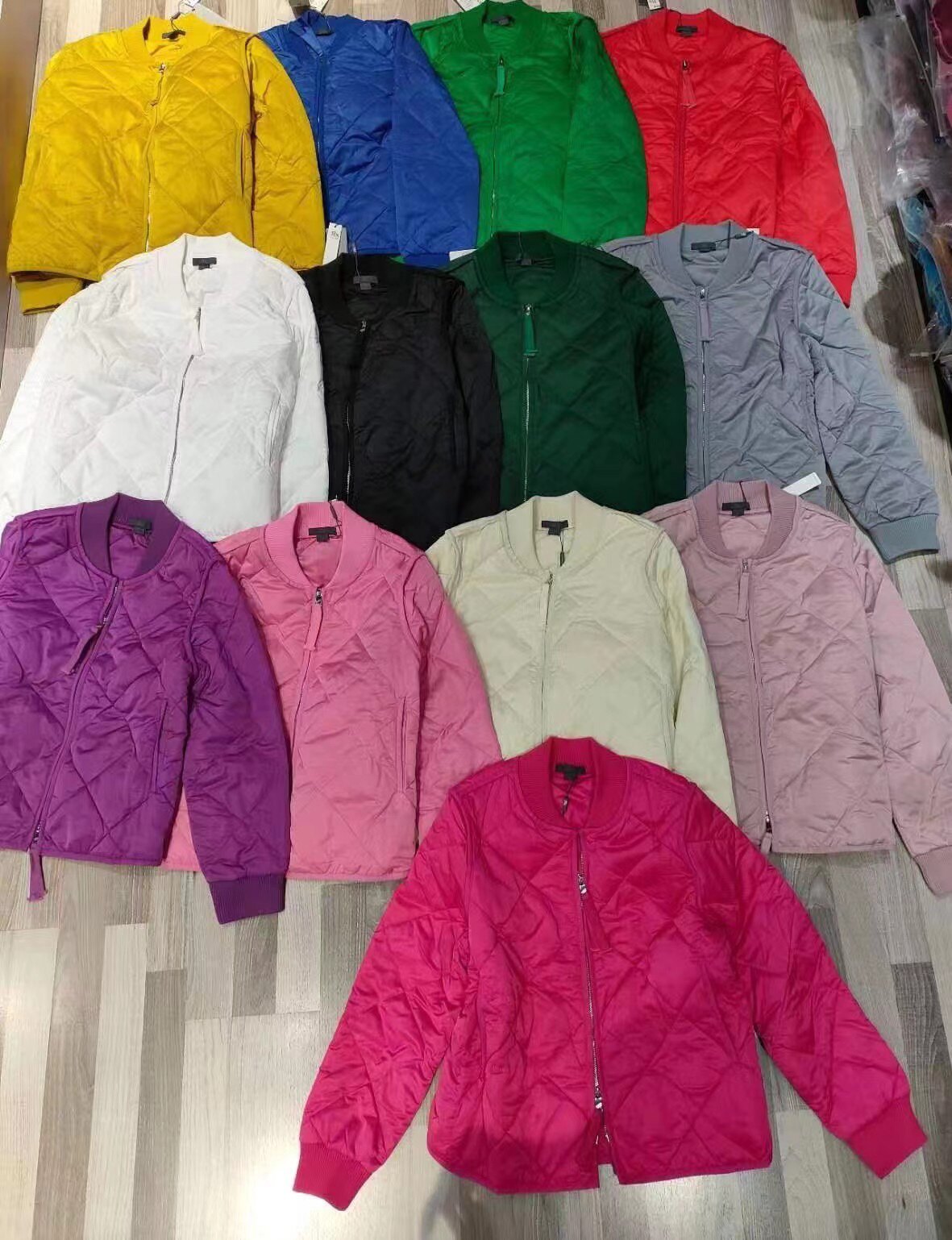 轻奢原创 菱形压格真丝棉服蚕丝棉棒球款侧开叉小棉衣外套