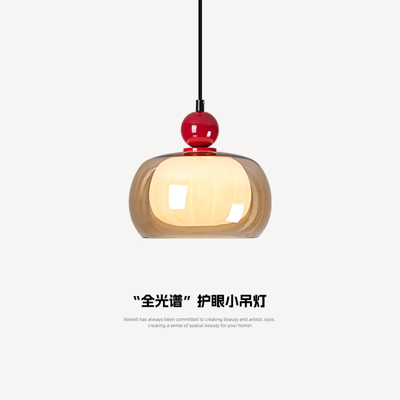 法式奶油风床头吊灯中古复古主卧小吊灯创意南瓜客厅沙发旁装饰灯