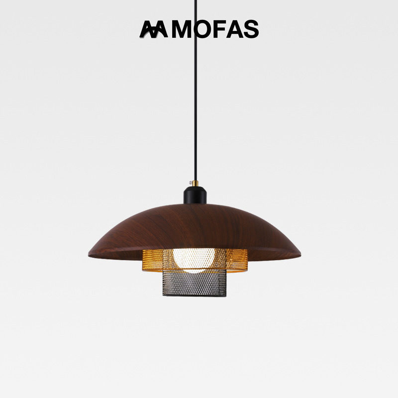 MOFAS侘寂风飞碟餐厅吊灯胡桃木纹中古餐桌复古民宿吧台书房卧室,家装灯饰光源,餐厅吊灯,淘宝优惠券,粉丝福利购,淘宝优惠卷