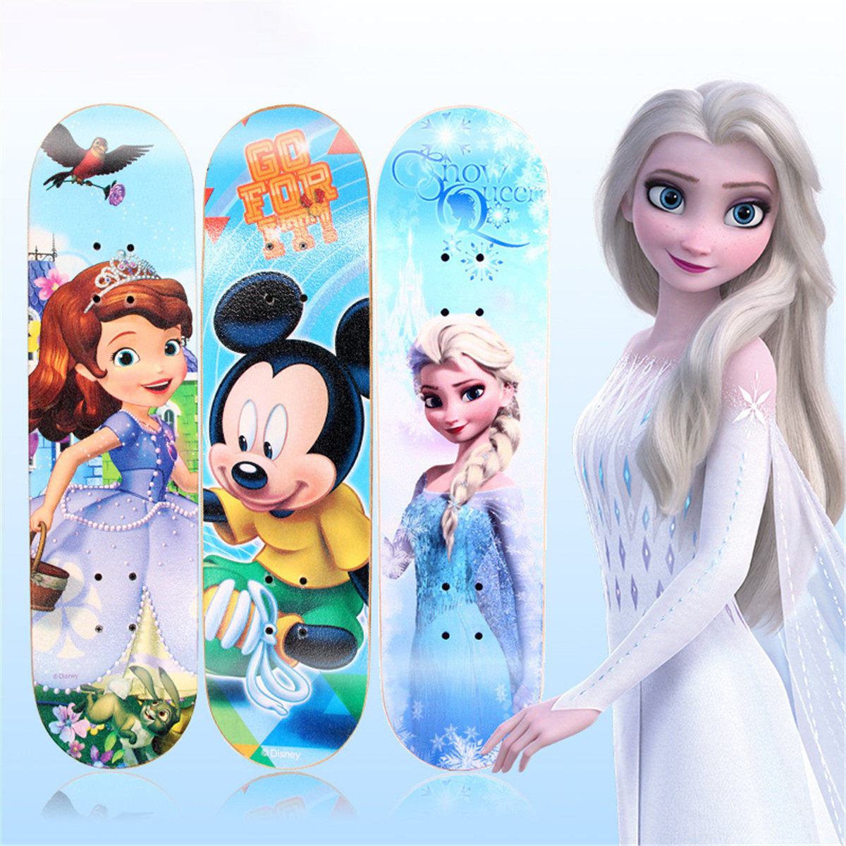 迪士尼漫威儿童滑板四轮米奇苏菲亚男女孩儿童宝宝滑板卡通滑板