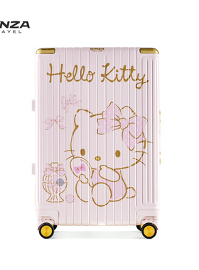银座xHelloKitty正版联名旅行箱女拉杆水晶粉20寸可登机行李箱