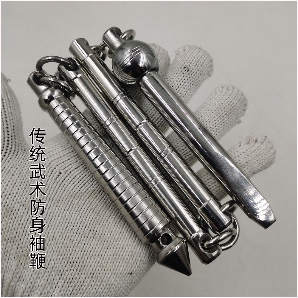 不锈钢武术袖鞭传统样式防身鞭四节鞭四节棍重1.8斤长71cm