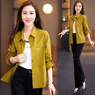 长袖衬衫外套女春款2026新款宽松显瘦设计感薄款女士休闲黄色上衣