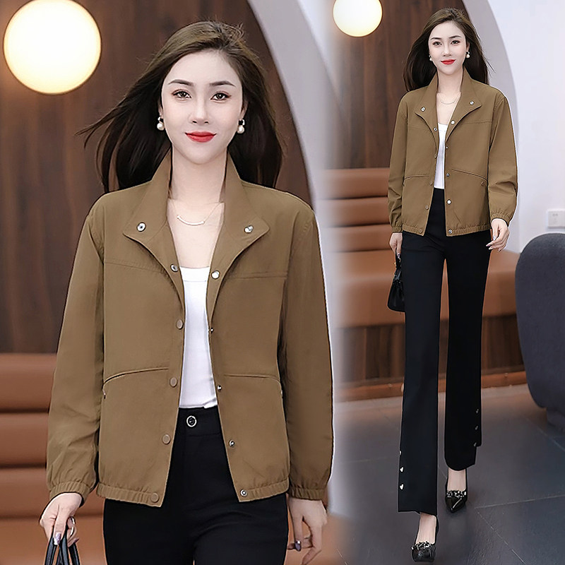 立领短款休闲外套女春款2026新款小个子显瘦时尚百搭女士夹克上衣