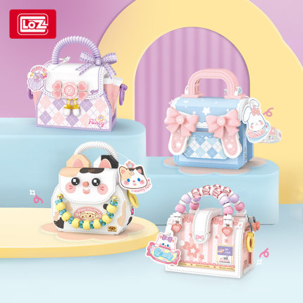 LOZ/俐智萌趣包猫咪包糖果包创意微颗粒拼装积木玩具可爱桌面摆件