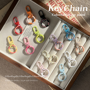 多巴胺钥匙扣甜甜圈弹簧扣门扣包包挂件DIY玩偶小挂饰便携龙虾扣