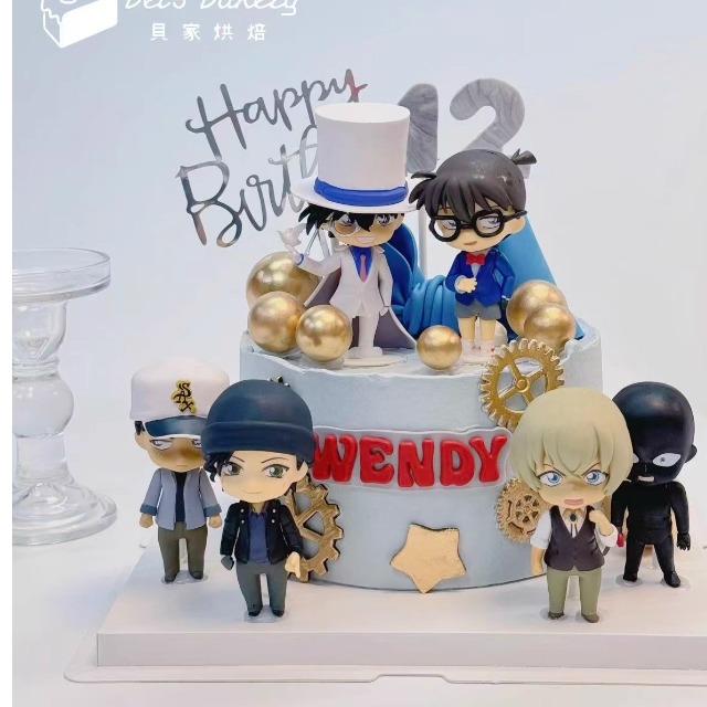 男孩生日蛋糕装饰摆件网红名侦探柯南工藤新一烘焙装饰配件套装