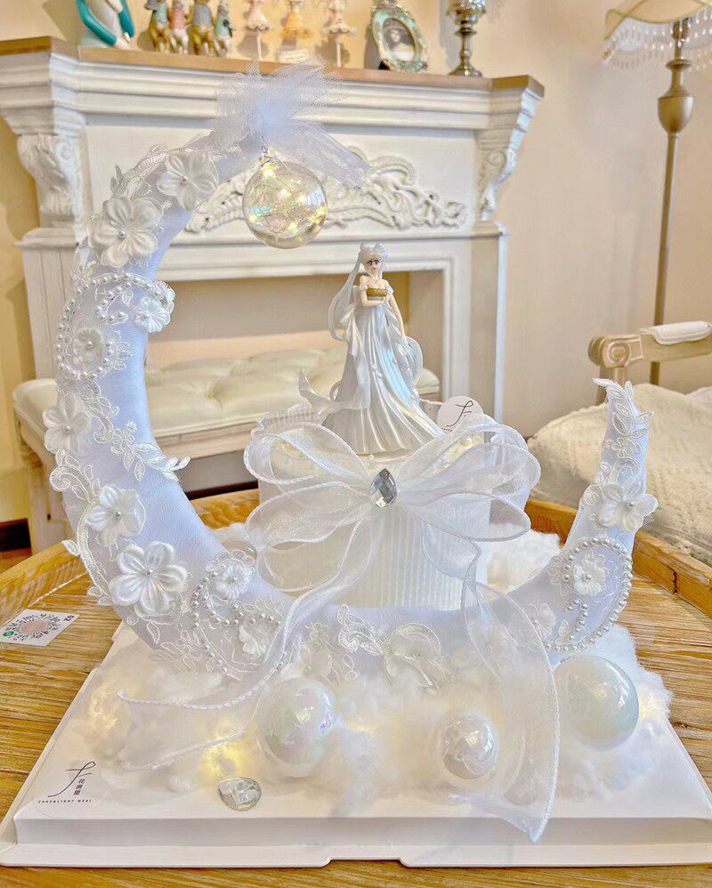 女神蛋糕装饰摆件珠光美少女月亮船棉花小仙女生日蛋糕装扮插件