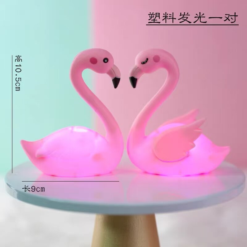 蛋糕装饰网红火烈鸟天使翅膀生日摆件 皇冠天鹅摆件生日蛋糕装饰