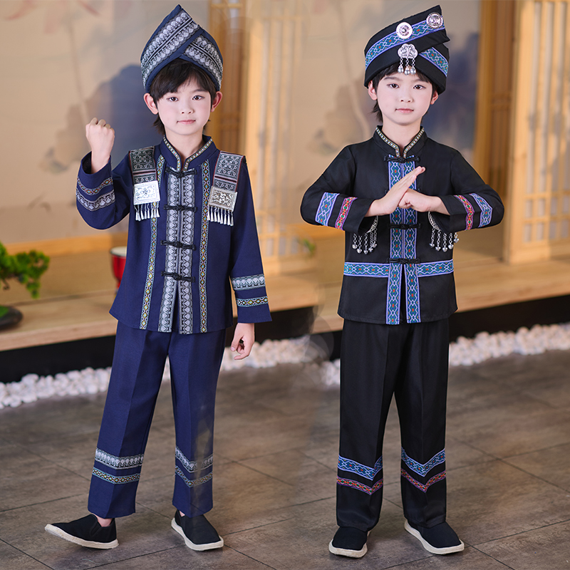 新款民族服装儿童男苗族服装