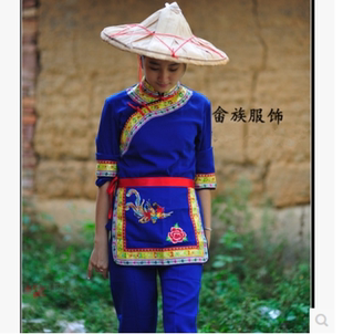 畲族少数民族服舞蹈演出服成人女装采茶女服装村姑装