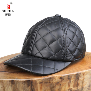 秋冬新款冬季帽子绵羊皮格子纹保暖棒球帽子男女秋冬季户外鸭舌帽