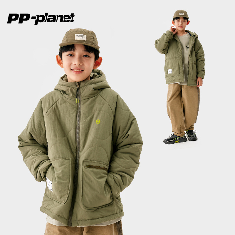 绗棉连帽保暖棉服PP星球男童冬季