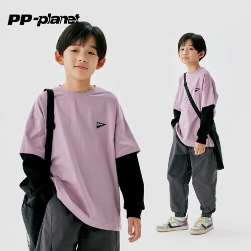 PP星球童装圆领休闲长袖假两件T