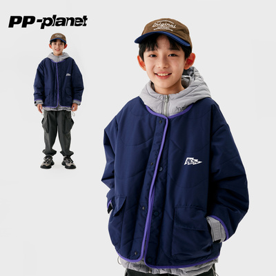 假两件拼接棉服PP星球男童秋冬