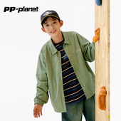 中大童上衣 时髦复古港风翻领外套春秋款 PP星球原创男童 防泼水