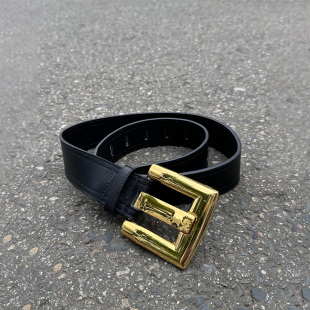 金色银色皮带新款 方头高级感牛皮宽腰带女款 WANG黑标 LEDIM