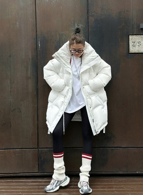 LEDIM WANG山系翻领抽绳羽绒服女白鸭绒慵懒风氛围感冬季新款