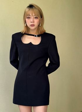 LEDIM WANG 桃心修身裙2024春夏季新款设计师高级感中长款裙子女