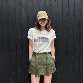 于文文同款 LEDIM WANG条码 印花T恤女春夏新款 百搭白色短袖